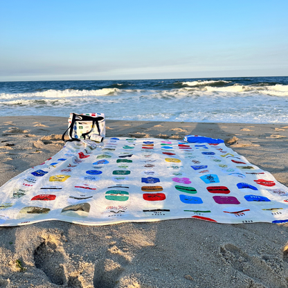 beach badge blanket as a beach mat