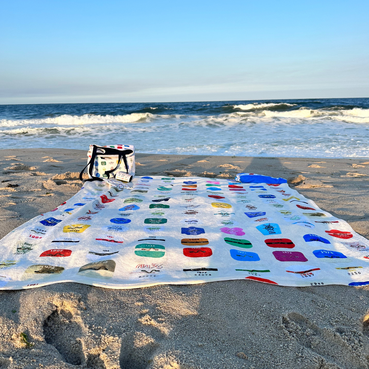 beach badge blanket on the beach