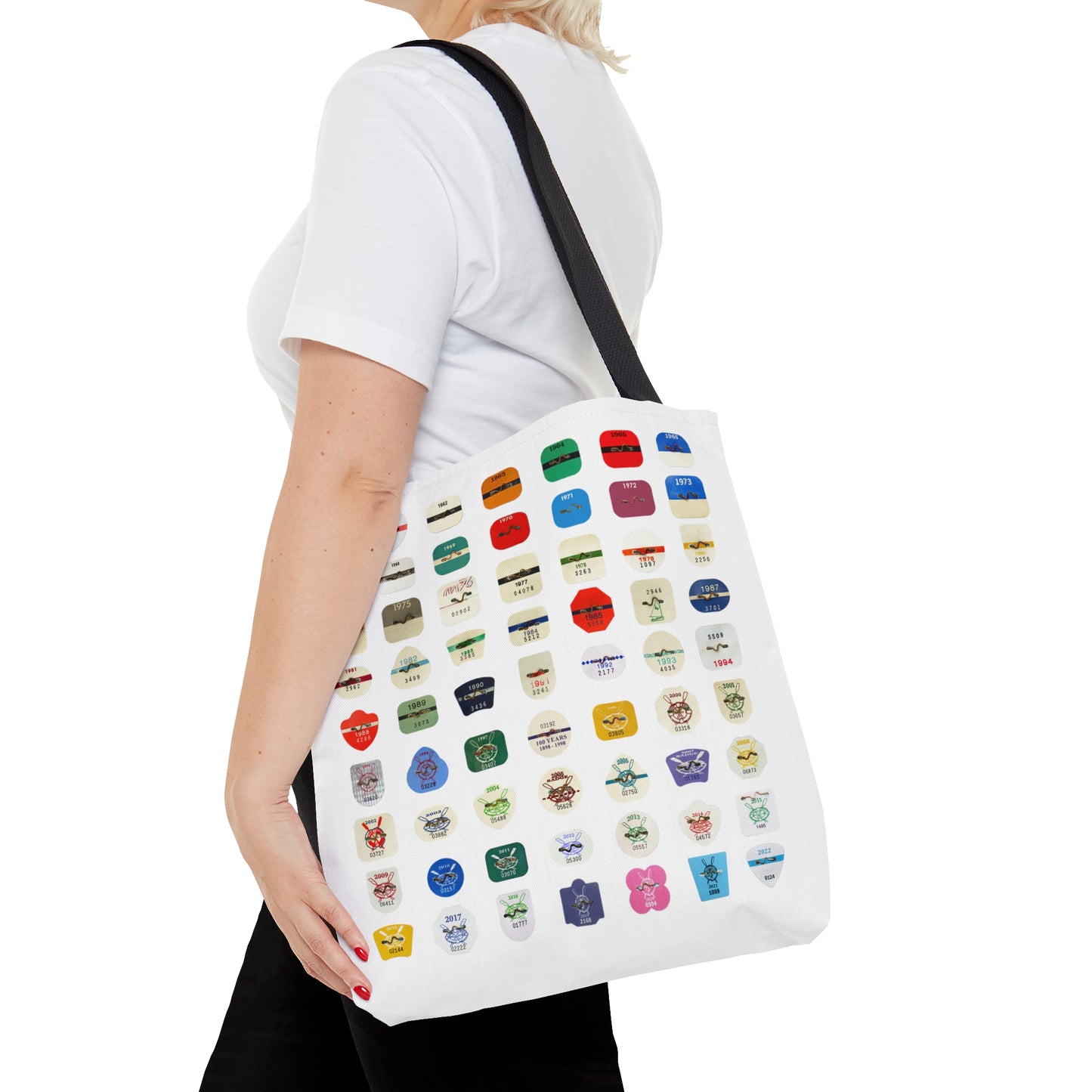 Beach Badge Tote Bag - Grid Pattern