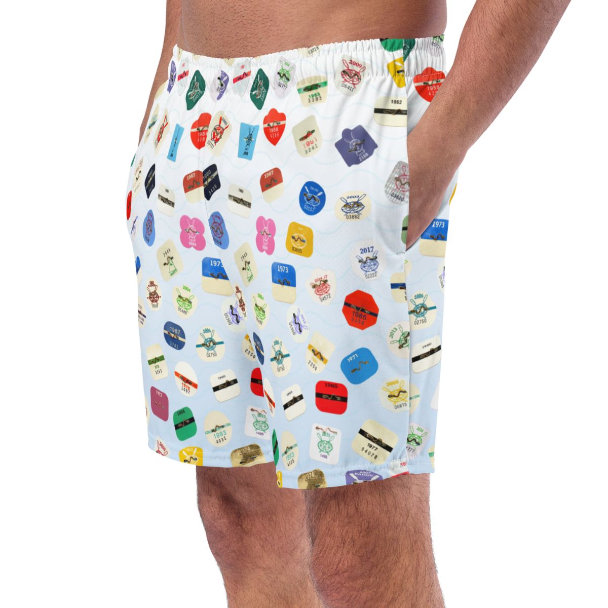 Beach Badge Swim Trunks - Scattered Pattern