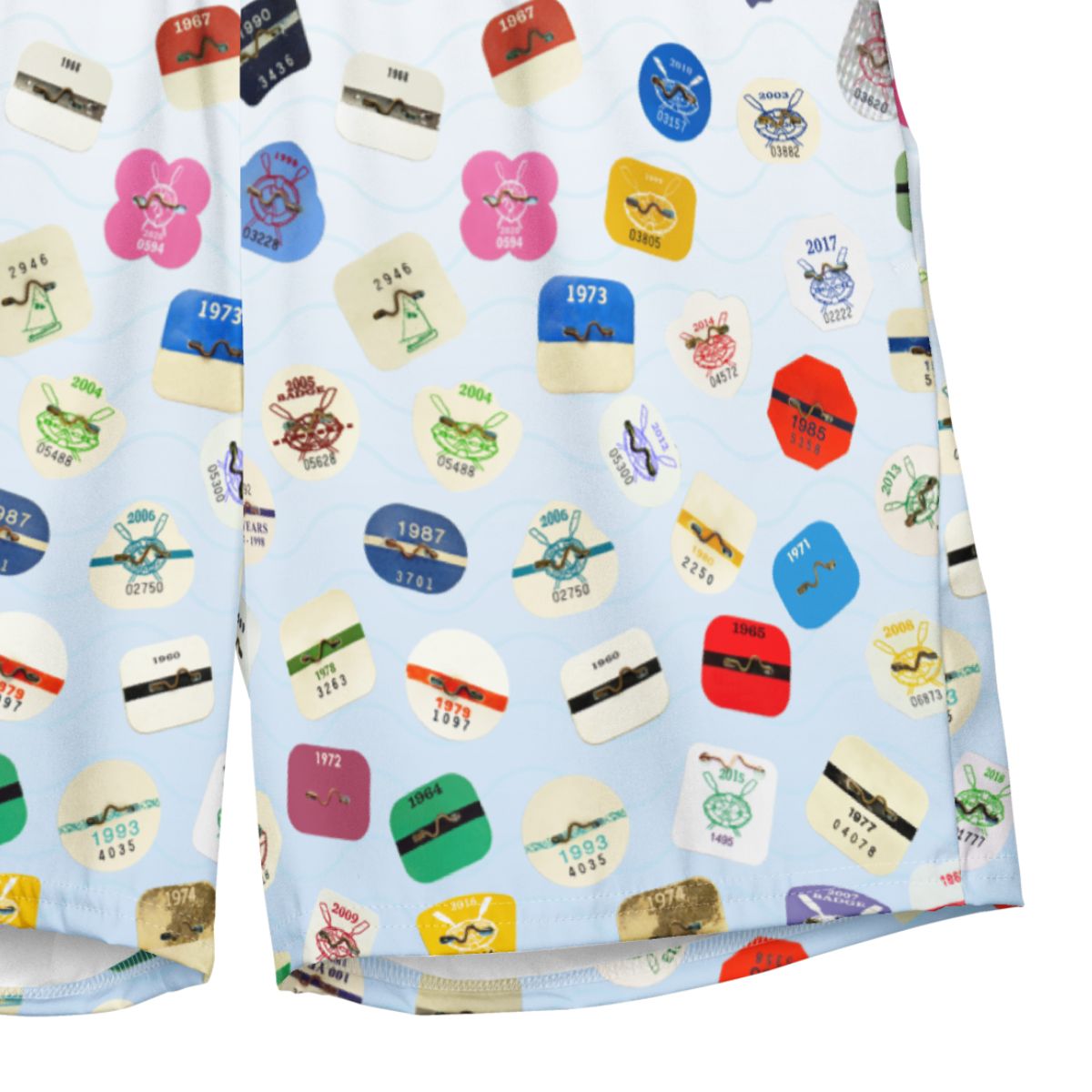 Beach Badge Swim Trunks - Scattered Pattern