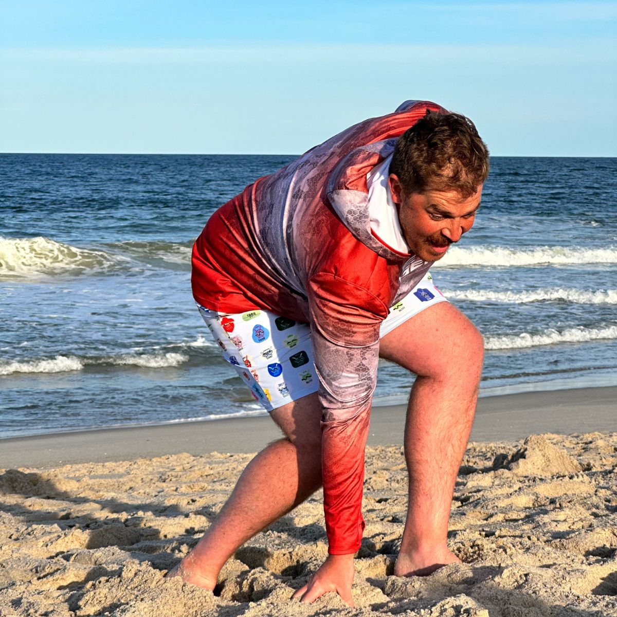 Beach Badge Swim Trunks - Scattered Pattern