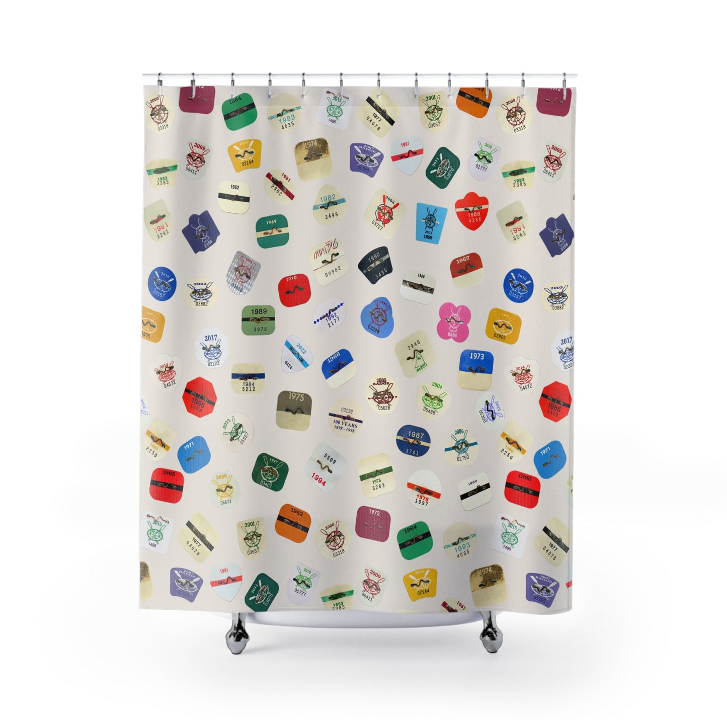 Beach Badge Shower Curtain - Scattered Pattern