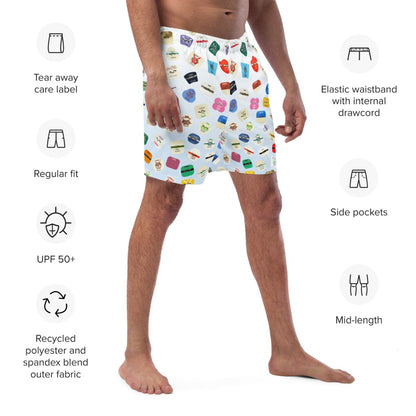 Beach Badge Swim Trunks - Scattered Pattern