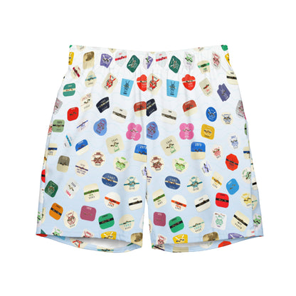 Beach Badge Swim Trunks - Scattered Pattern