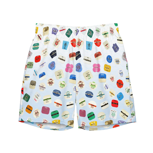 Beach Badge Swim Trunks - Scattered Pattern