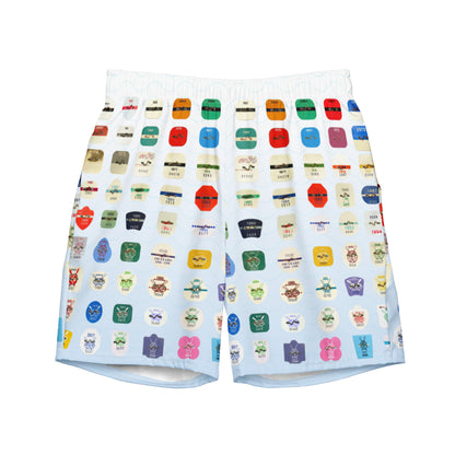 Beach Badge Swim Trunks - Grid Pattern