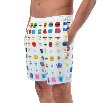 Beach Badge Swim Trunks - Grid Pattern