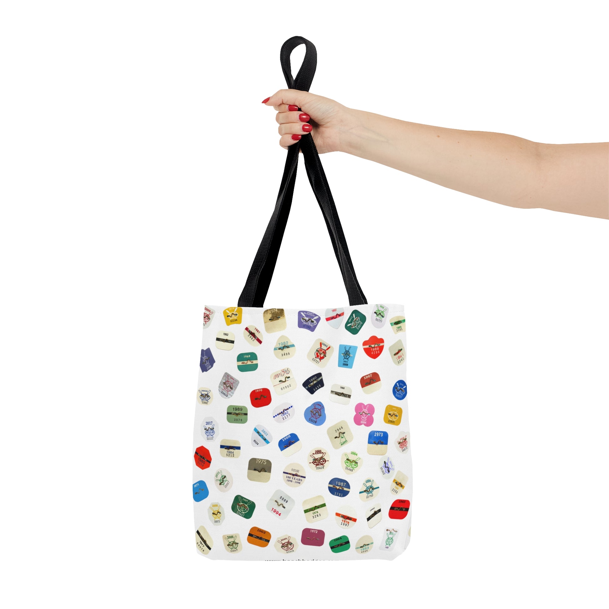 Small Beach Badge Tote Bag, Scattered Pattern