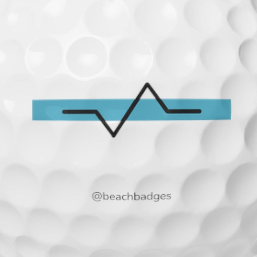 beach badge graphic golf ball close up